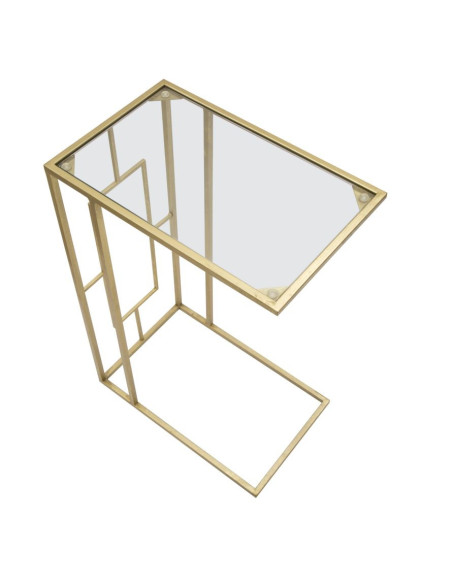 Bout de canapé moderne Rectangulaire en Métal Doré Verre C 