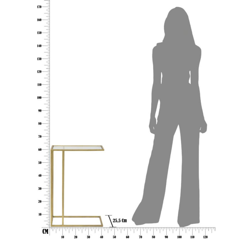 Bout de canapé moderne Rectangulaire en Métal Doré Verre C 