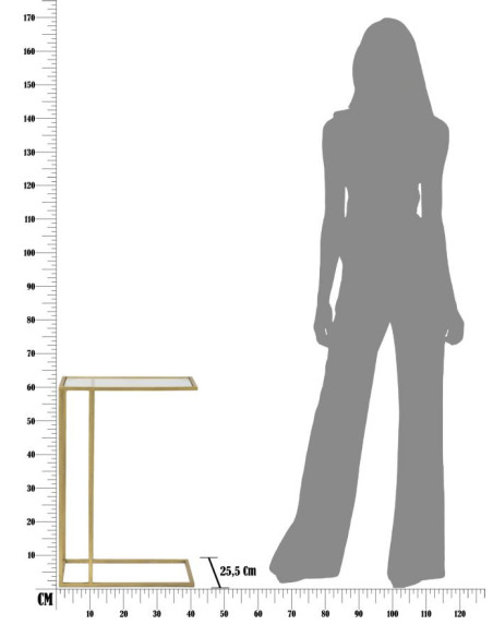 Bout de canapé moderne Rectangulaire en Métal Doré Verre C 