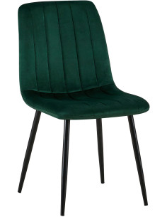 Chaise moderne rembourrée en Velours Vert Métal Noir Pamela - 1