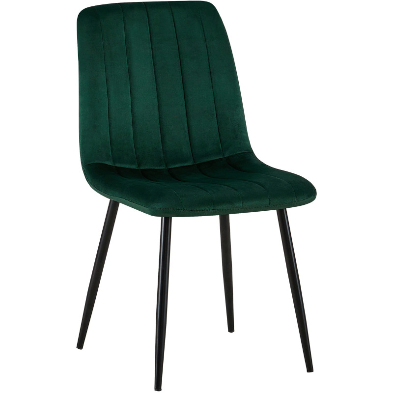 Chaise moderne rembourrée en Velours Vert Métal Noir Pamela - 1