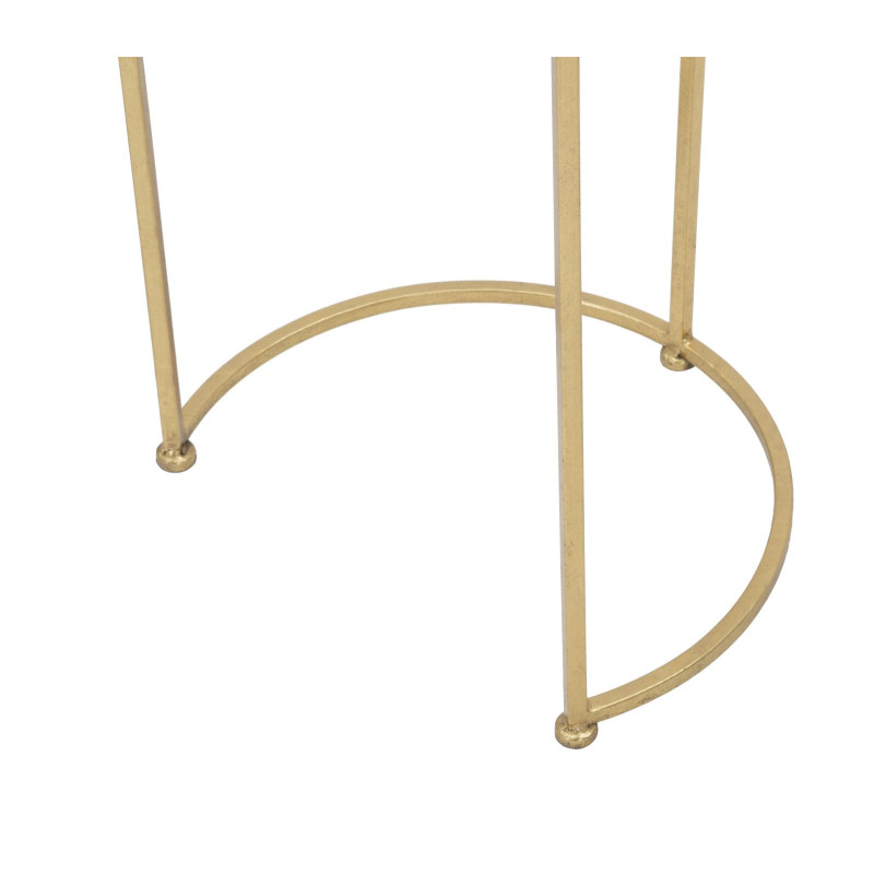 Table d'appoint moderne gigogne Ronde en Métal Doré Verre Simply (Lot de 2) 