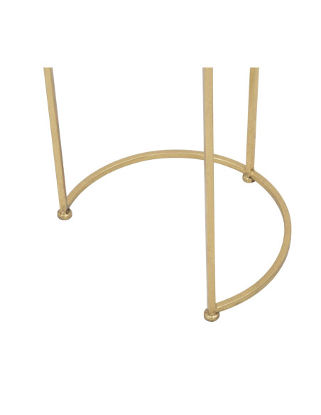 Table d'appoint moderne gigogne Ronde en Métal Doré Verre Simply (Lot de 2) 