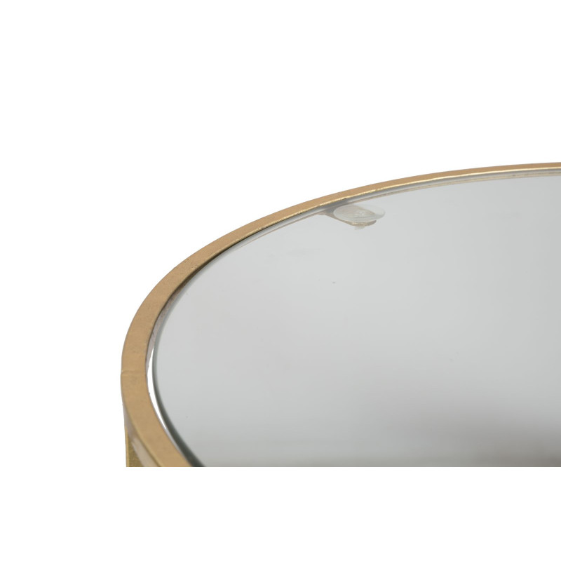 Table d'appoint moderne gigogne Ronde en Métal Doré Verre Simply (Lot de 2) 