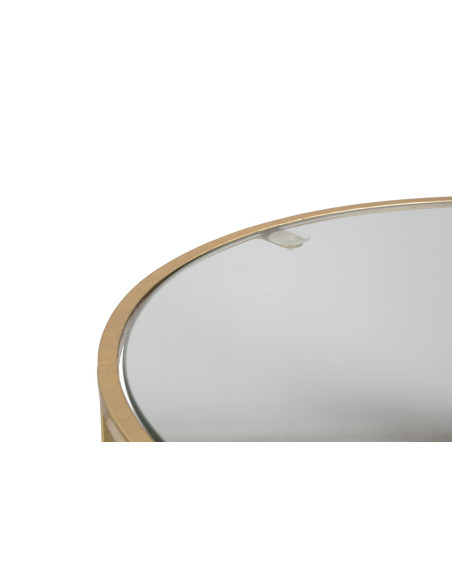 Table d'appoint moderne gigogne Ronde en Métal Doré Verre Simply (Lot de 2) 