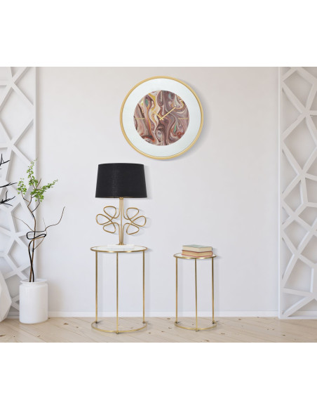 Table d'appoint moderne gigogne Ronde en Métal Doré Verre Simply (Lot de 2) 