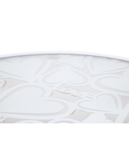 Table d'appoint moderne Ronde en Métal Blanc Verre Motif papillons White Hearts (Lot de 2) 