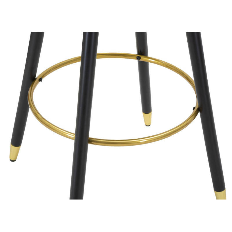 Tabouret de bar moderne chic en Velours Rose Métal Noir Doré Prague 