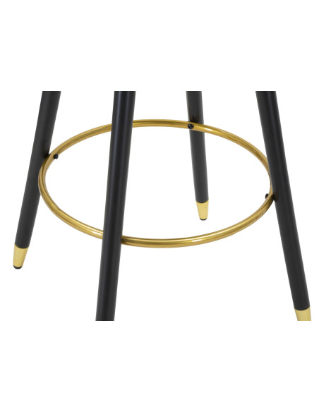 Tabouret de bar moderne chic en Velours Rose Métal Noir Doré Prague 
