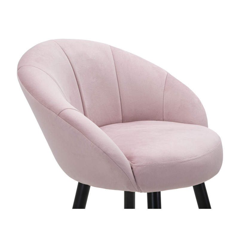 Tabouret de bar moderne chic en Velours Rose Métal Noir Doré Prague 