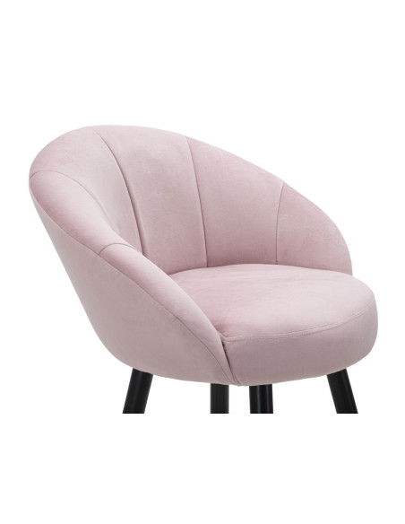 Tabouret de bar moderne chic en Velours Rose Métal Noir Doré Prague 