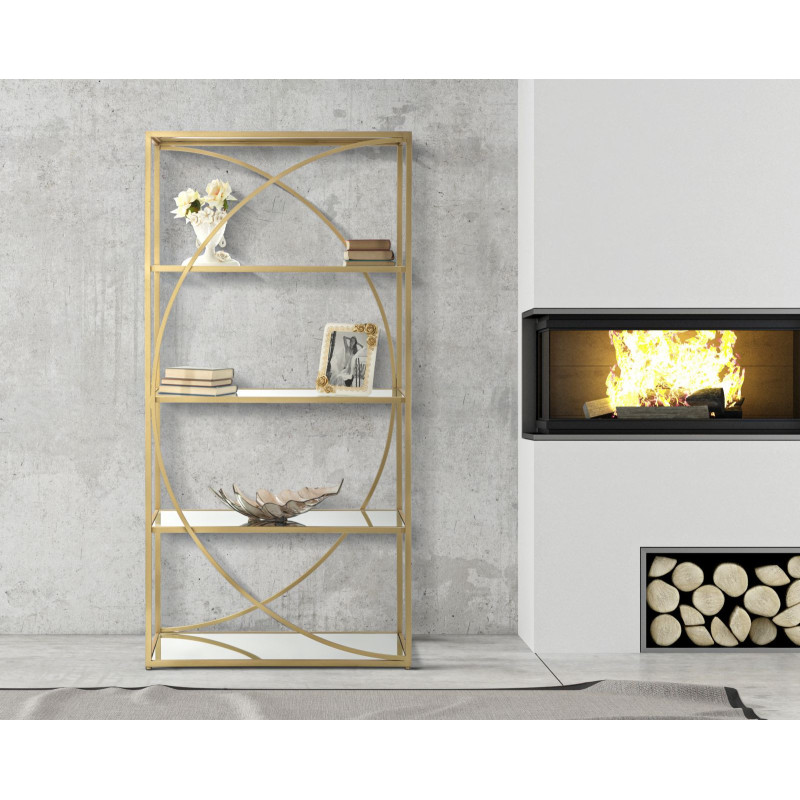 Étagère originale 5 niveaux en Métal Doré Miroir Glamy 