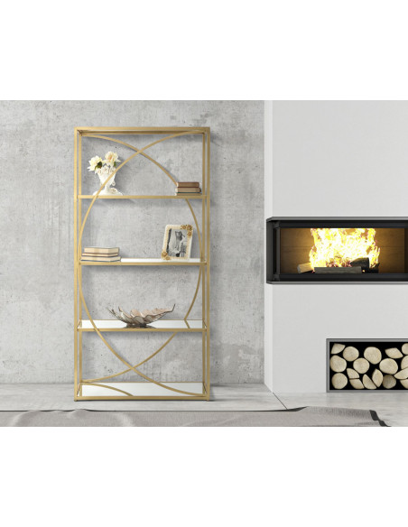 Étagère originale 5 niveaux en Métal Doré Miroir Glamy 