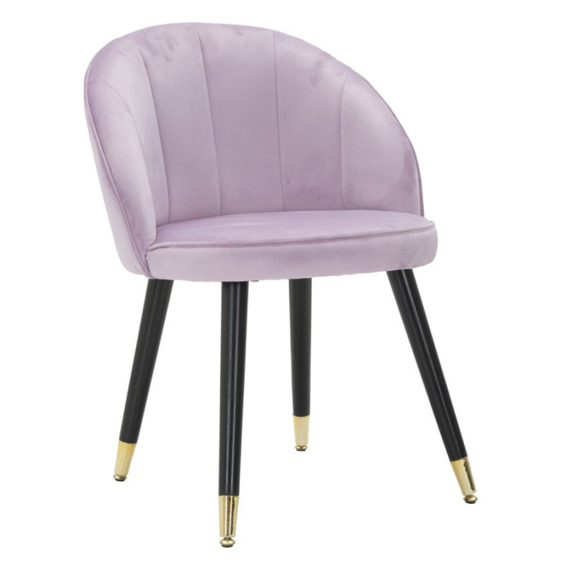 Chaise moderne chic en Velours Rose Métal Noir Doré Loty 