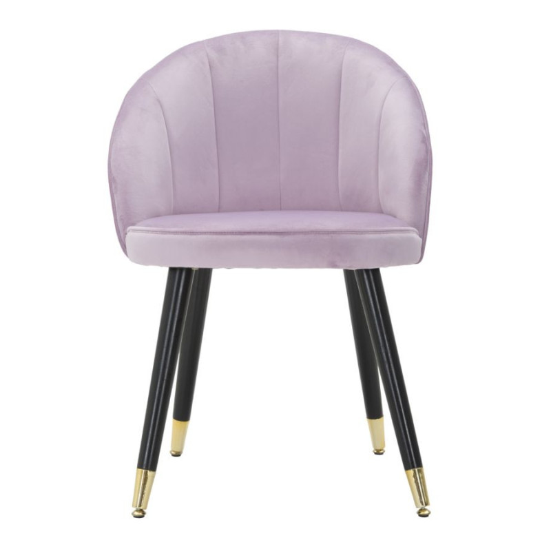 Chaise moderne chic en Velours Rose Métal Noir Doré Loty 