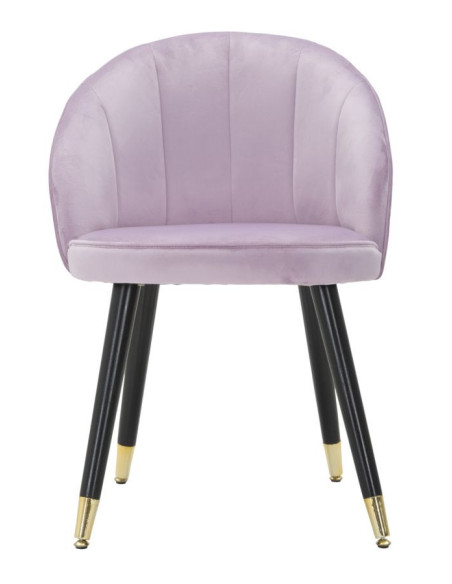 Chaise moderne chic en Velours Rose Métal Noir Doré Loty 