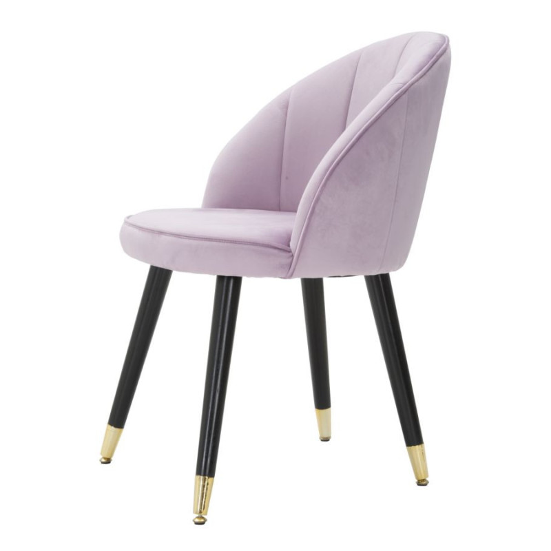 Chaise moderne chic en Velours Rose Métal Noir Doré Loty 