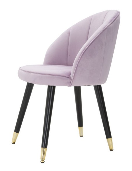 Chaise moderne chic en Velours Rose Métal Noir Doré Loty 