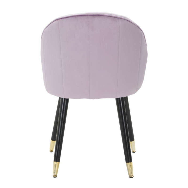 Chaise moderne chic en Velours Rose Métal Noir Doré Loty 