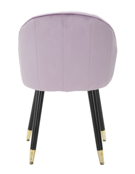 Chaise moderne chic en Velours Rose Métal Noir Doré Loty 