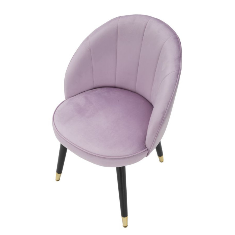 Chaise moderne chic en Velours Rose Métal Noir Doré Loty 