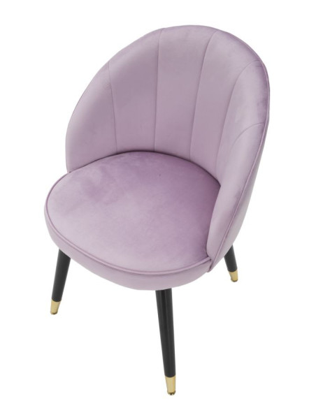 Chaise moderne chic en Velours Rose Métal Noir Doré Loty 
