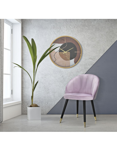 Chaise moderne chic en Velours Rose Métal Noir Doré Loty 