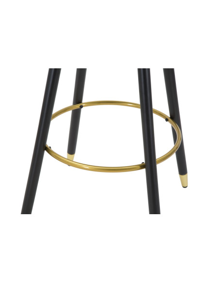 Tabouret de bar moderne chic en Velours Noir Métal Noir Doré Prague 