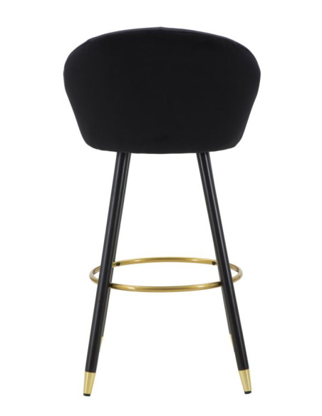Tabouret de bar moderne chic en Velours Noir Métal Noir Doré Prague 