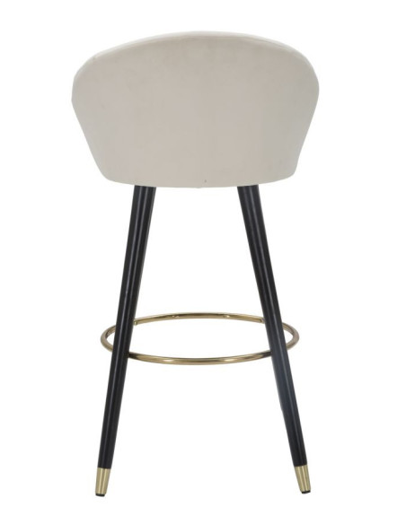 Tabouret de bar moderne chic en Velours Blanc crème Métal Noir Doré Prague 