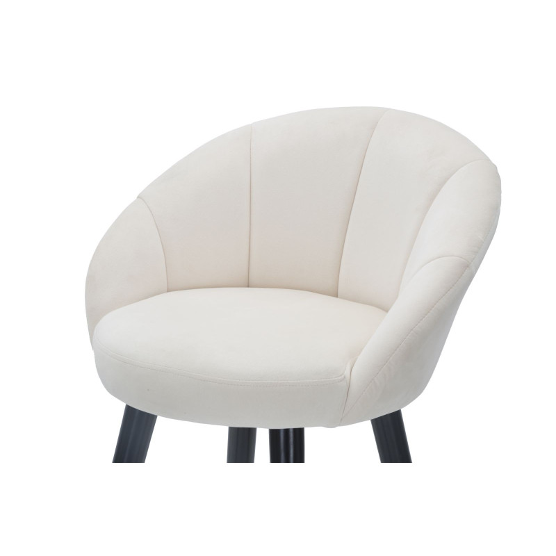 Tabouret de bar moderne chic en Velours Blanc crème Métal Noir Doré Prague 