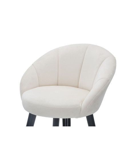 Tabouret de bar moderne chic en Velours Blanc crème Métal Noir Doré Prague 