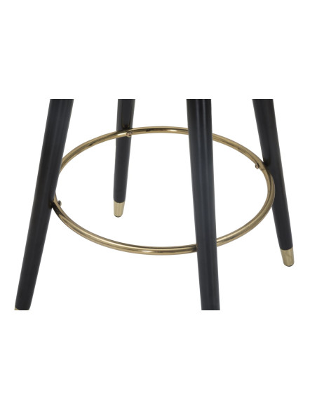 Tabouret de bar moderne chic en Velours Blanc crème Métal Noir Doré Prague 