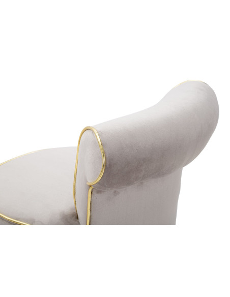 Tabouret de bar moderne avec dossier en Velours Gris Capitonné Simili Métal Doré Luxy 