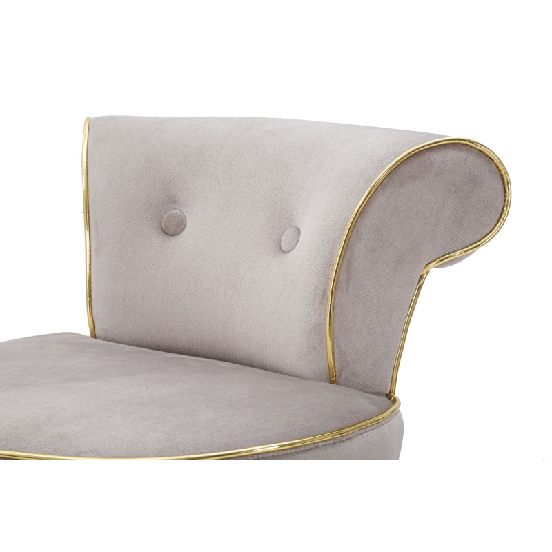 Tabouret de bar moderne avec dossier en Velours Gris Capitonné Simili Métal Doré Luxy 