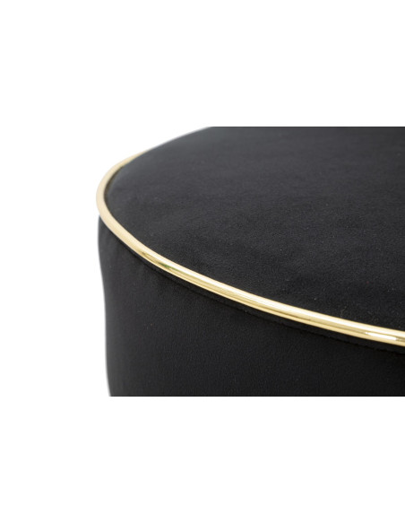 Tabouret de bar moderne avec dossier en Velours Noir Capitonné Simili Métal Doré Luxy 