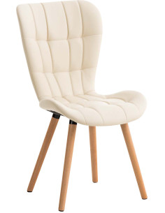 Chaise scandinave capitonnée Dossier haut en Polyuréthane Blanc crème Bois Naturel Sindy - 1