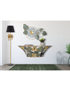 Console murale originale Jungle Demi lune en Métal Doré Verre Amaz 