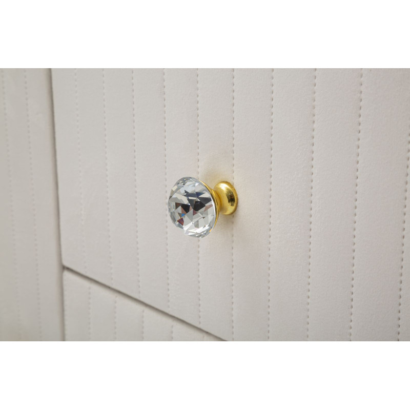 Buffet moderne Bas 2 portes 4 tiroirs en Velours Blanc crème Métal Doré Bois de pin Blanc Effet marbre Montpellier 