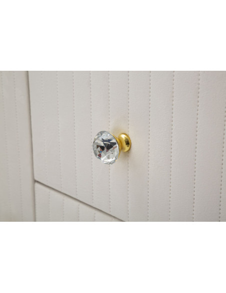 Buffet moderne Bas 2 portes 4 tiroirs en Velours Blanc crème Métal Doré Bois de pin Blanc Effet marbre Montpellier 