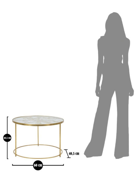 Table basse originale Papillons Ronde en Métal Doré Verre Butterflies 