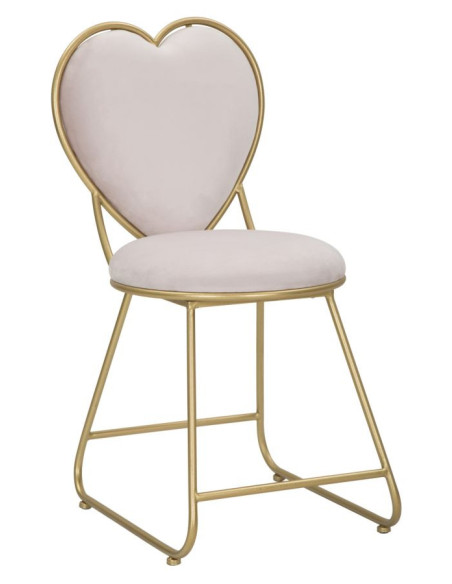 Chaise originale Coeur en Velours Rose Métal Doré Heart 