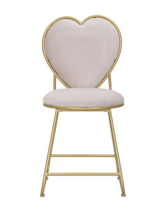 Chaise originale Coeur en Velours Rose Métal Doré Heart - 1 2
