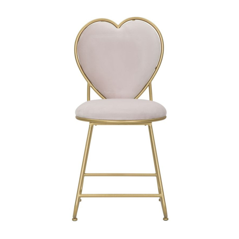 Chaise originale Coeur en Velours Rose Métal Doré Heart 