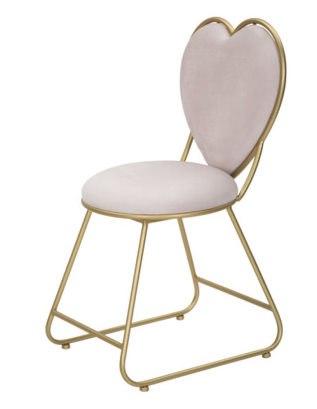 Chaise originale Coeur en Velours Rose Métal Doré Heart 