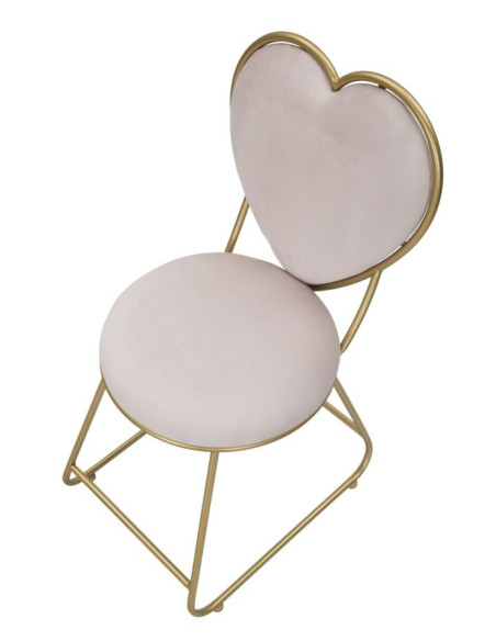 Chaise originale Coeur en Velours Rose Métal Doré Heart 