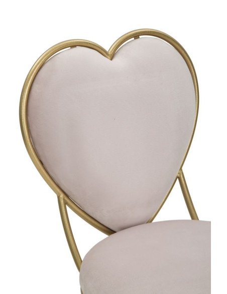 Chaise originale Coeur en Velours Rose Métal Doré Heart 