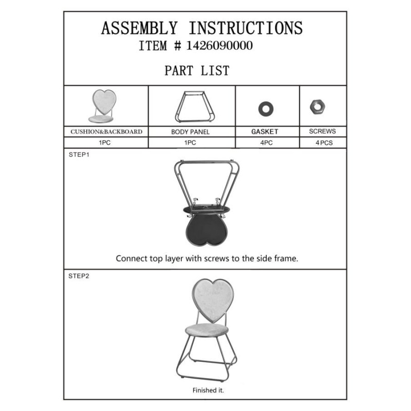 Chaise originale Coeur en Velours Rose Métal Doré Heart 