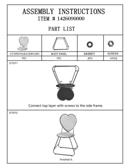 Chaise originale Coeur en Velours Rose Métal Doré Heart 