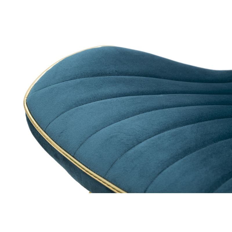 Chaise moderne en Velours Bleu canard Métal Doré Paris (Lot de 2) 